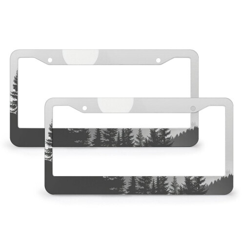 Abstract Moon License Plate Cover Set Metal 2 pcs