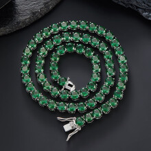 Miesten Naiset Hip Hop 7mm Emerald Zirkoni Kuubalainen Kaulakoru Muoti Korut
