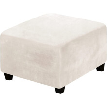 Housse carrée en velours pour pouf, protection extensible pour repose-pieds avec fond élastique, housse douce pour tabouret de rangement, adaptée
