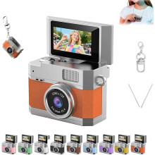 Mini fotocamera digitale con schermo LCD da 1,47 pollici, videocamera portachiavi 1080P con flash integrato e scheda di memoria da 32 GB per selfie e