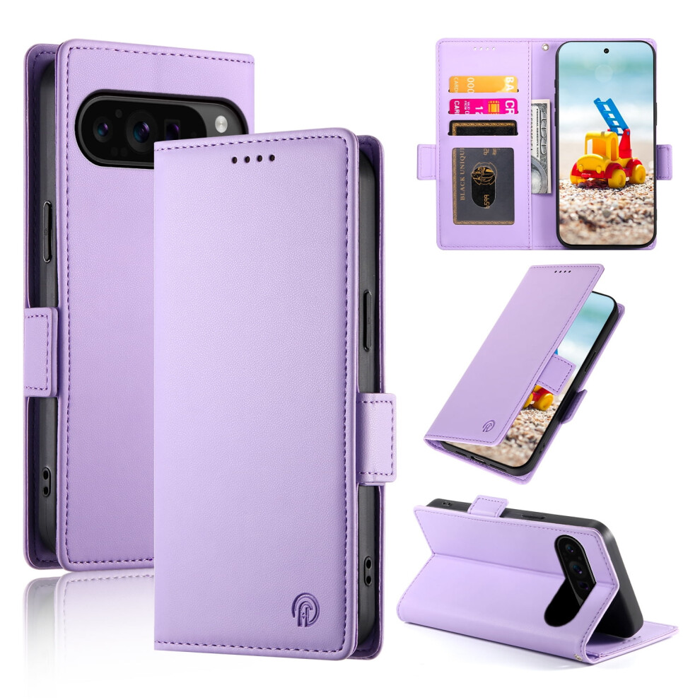 Pu Leather Wallet Case For Google Pixel 9 / 9 Pro Â Card Slots, Strong Magnetic Closure, Shockproof, Kickstand, Compatible With Pixel 9 / 9 Purple 9482726183570