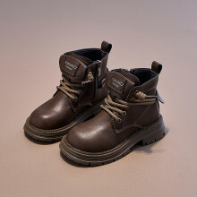 Botines cortos de piel suave con cremallera lateral estilo británico para niños