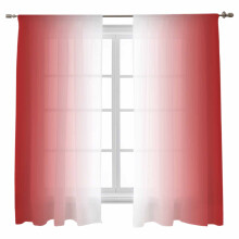 Perdele transparente cu gradient roșu și alb, 132 cm lățime x 165 cm lungime, voal cu buzunar pentru tijă, pentru dormitor/sufragerie – 2