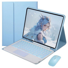 Slanke Smart Keyboard Case compatibel met iPad Pro 13" 2024 (7e generatie), 7-kleurige achtergrondverlichting, afneembaar, ingebouwd touchpad en