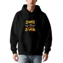 Felpa con cappuccio da uomo a maniche lunghe, modello pullover, con tasca frontale, grafica colorata da skateboard con la scritta "SKATE SKATE" e