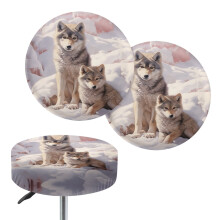 Housses de tabouret de bar Wolf Snow, 14-16 pouces, élastiques, antidérapantes, amovibles, lot de 2, housses de coussin rondes