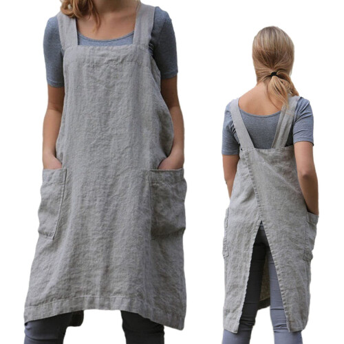Women's Cross-Back Pinafore Apron with Pockets