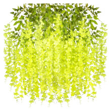 12 kpl keinotekoisia wisteriaköynnöksiä, 1,2 m silkkiköynnös hää-/puutarhakoristeeseen, sisä- ja ulkokäyttöön, yhteensopiva