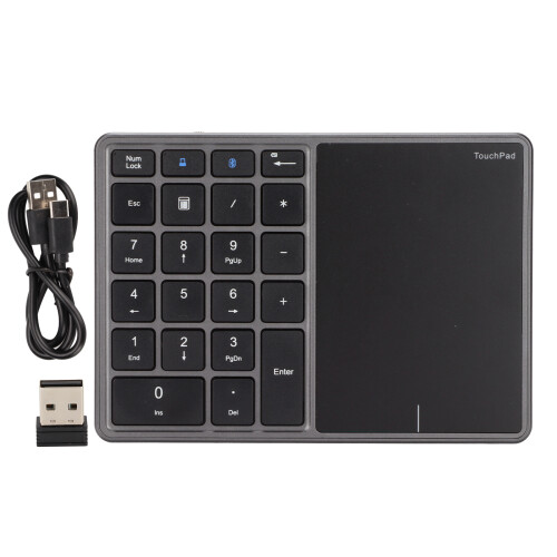 Portable Size Wireless Number Pads, Numeric Keypad With Ergonomic Tilt And Touchpad, Auto Sleep Function For Energy Efficiency