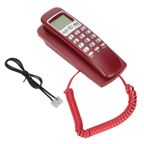 Red Corded Phone with Clear Sound, Unique Handset Volume Control, Extra Long Handle Cord, Flash Function, Redial Feature, Ringer Sound Selectable,