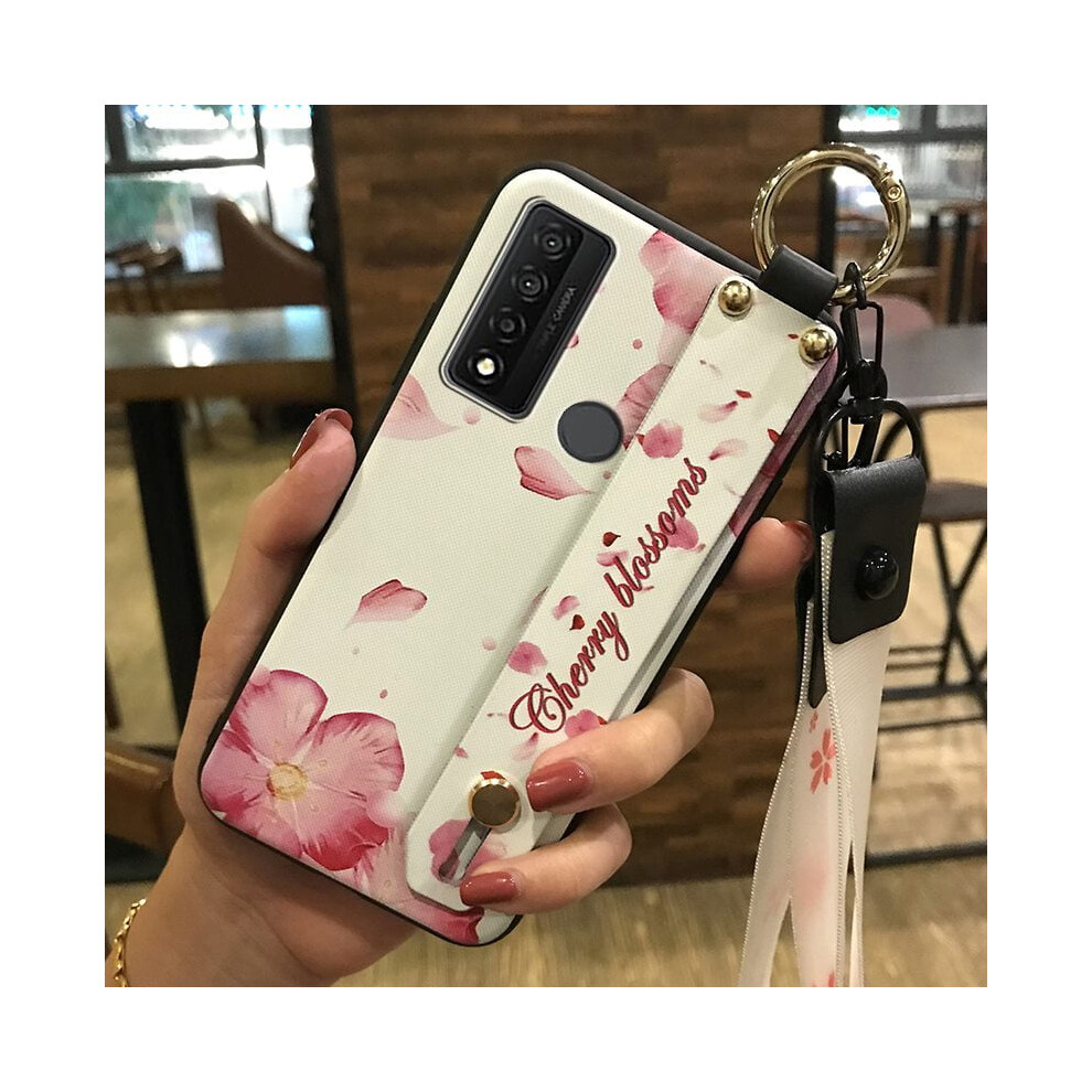 Shockproof Silicone Phone Case For Tcl 20 Xe Â Anti-Dust, Kickstand, Wrist Strap, Flower Design, Dirt-Resistant 9193271139454