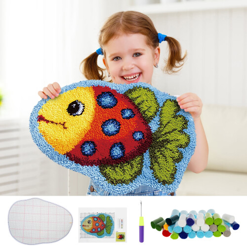 Latch Hook Kit Cartoon Animal Theme 50x36cm