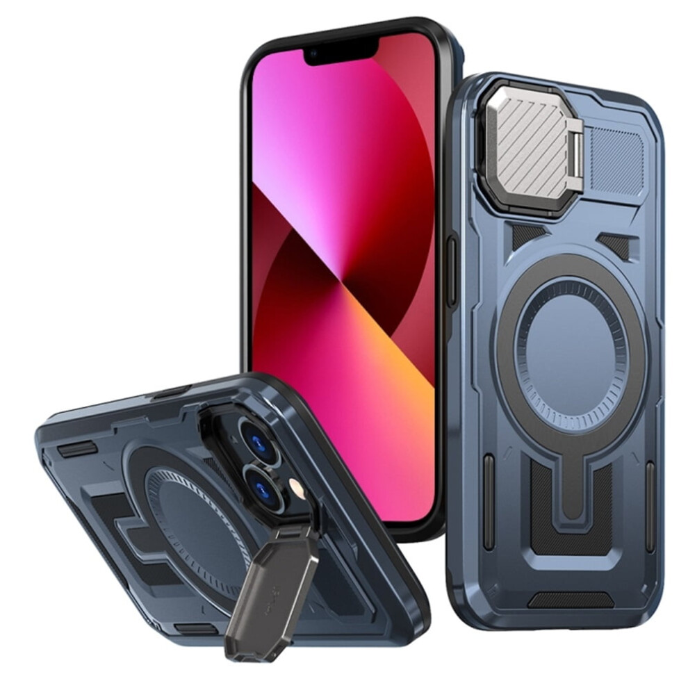 Rugged Magsafe Case For Iphone 13 (6.1") – Military-Grade, Adjustable Metal Camera Cover, Blue 9193271140030