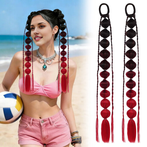 Three-color Gradient Internet-famous Hand-woven Braids And Ponytail