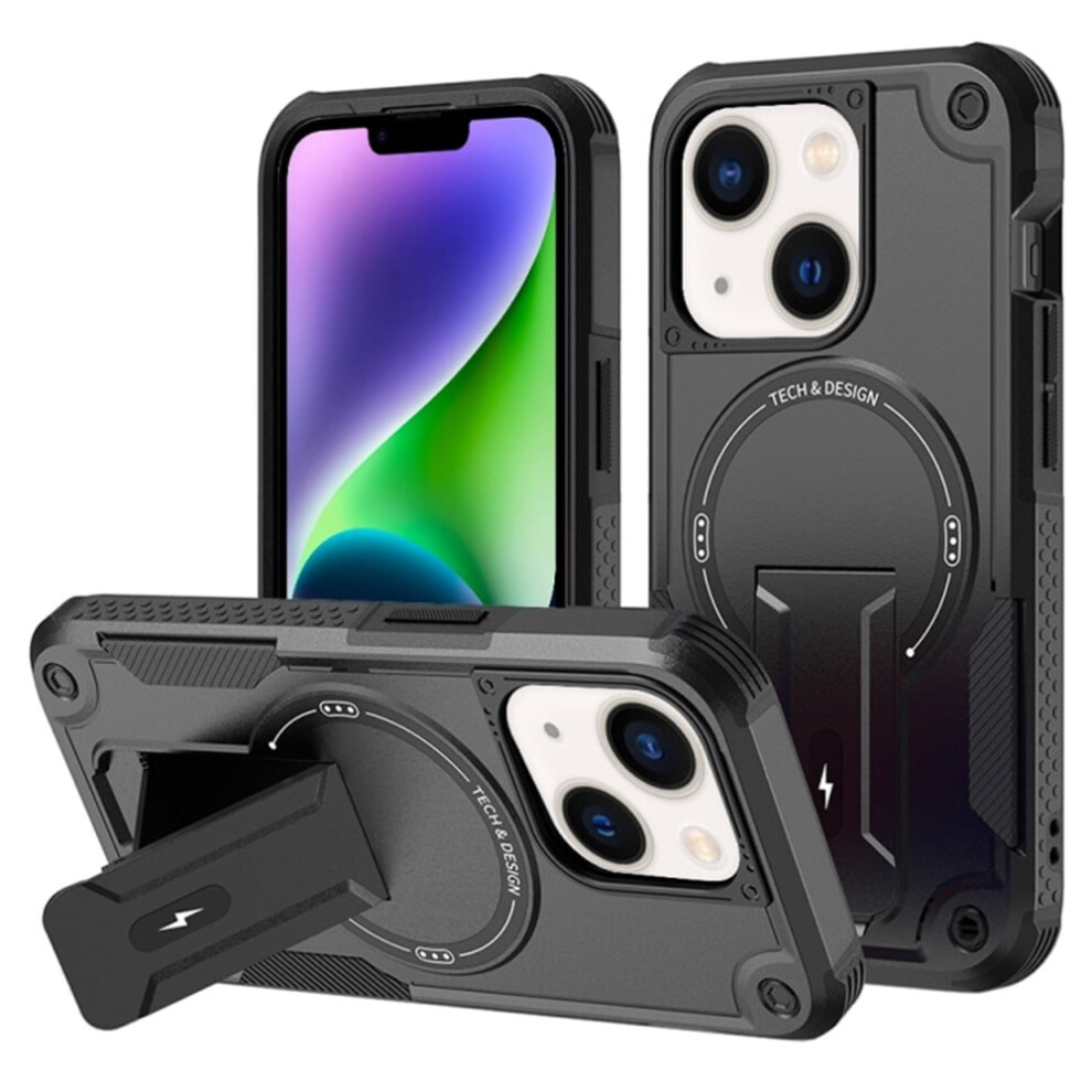 Iphone 14 (6.1") Case Â Magsafe Compatible, Military-Grade Shockproof Tpu With Built-In Stand, Black 9353595701687