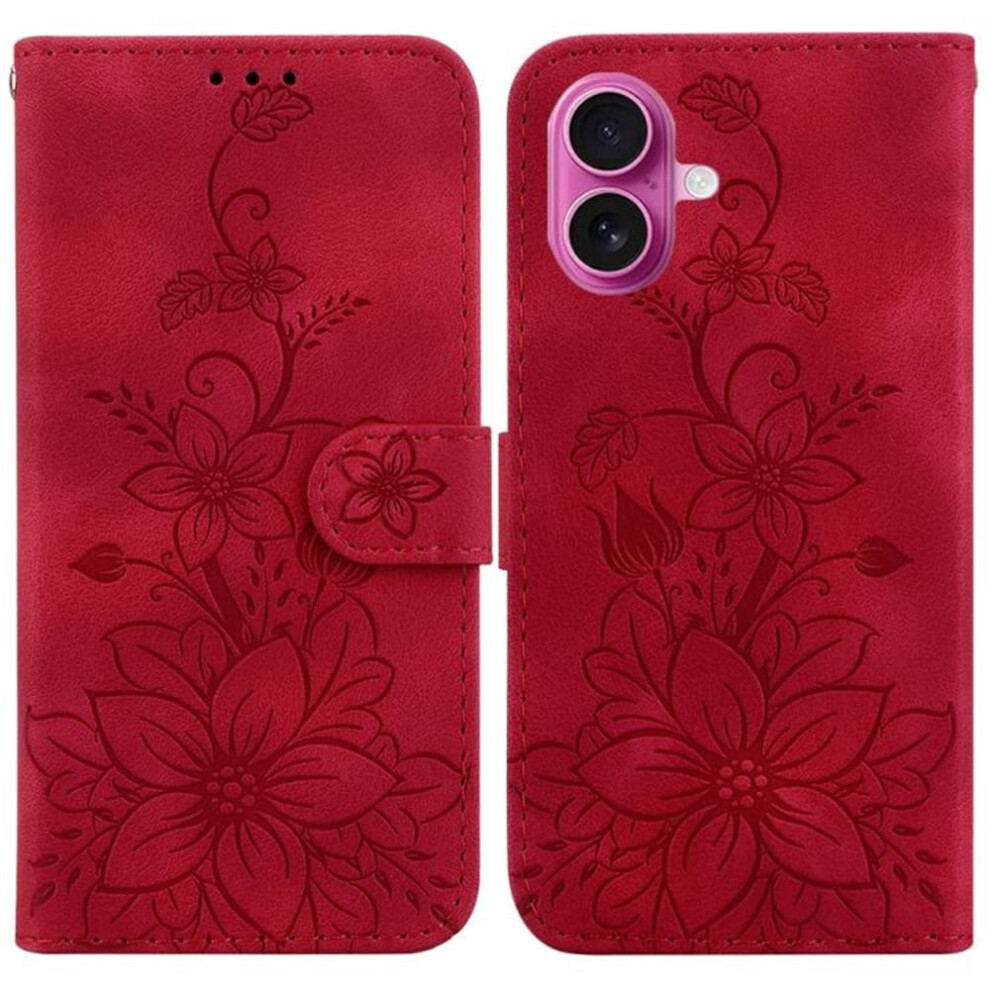 Red PU Leather Flip Wallet Case with Magnetic Closure & Card Slots, compatible with iPhone 17 6.3"