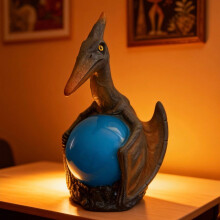 6" Gothic Pterosaur LED Night Light with Blue Plasma Ball, USB-Powered Resin Sculpture for Bedroom/Home Decor – Compatible with USB Power