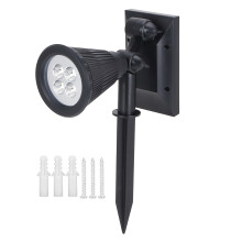 2-in-1 installatieopties: schijnwerper voor tuin en gazon, automatische aan/uit-schakeling bij schemering, oplaadbare LED op zonne-energie,
