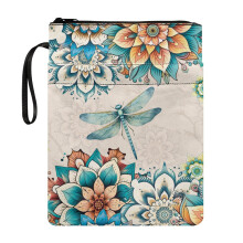 Dragonfly Flowers Bible Cover with Pocket, Washable Polyester Church Bible Bag, Zipper Closure – Compatible with Standard Bibles