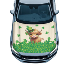 Capa de capô elástica verde trevo – à prova de neve, portátil, removível e compatível com carros e veículos.