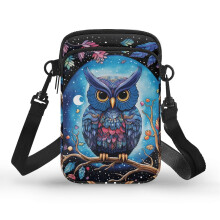 Kabelky cez rameno so vzorom sov, kvetinové kabelky, unisex crossbody, malé crossbody kabelky, ležérne cestovanie, nastaviteľný popruh cez