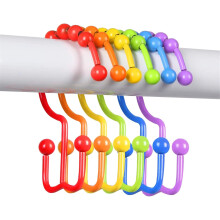 304 Stainless Steel Shower Curtain Hooks, Double Glide, Rainbow Color, Set of 12, Compatible with Standard Shower Rods