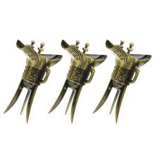 Ancient Chinese Wine Cups for Home Use Golden Alloy Emperor Shot Cups 3 Pieces 2.5 Inches