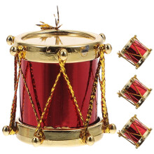 Mini modello di tamburo, 4 pezzi, piccolo strumento in PP rosso, 3x3x3 cm per decorazione d'interni e collezione