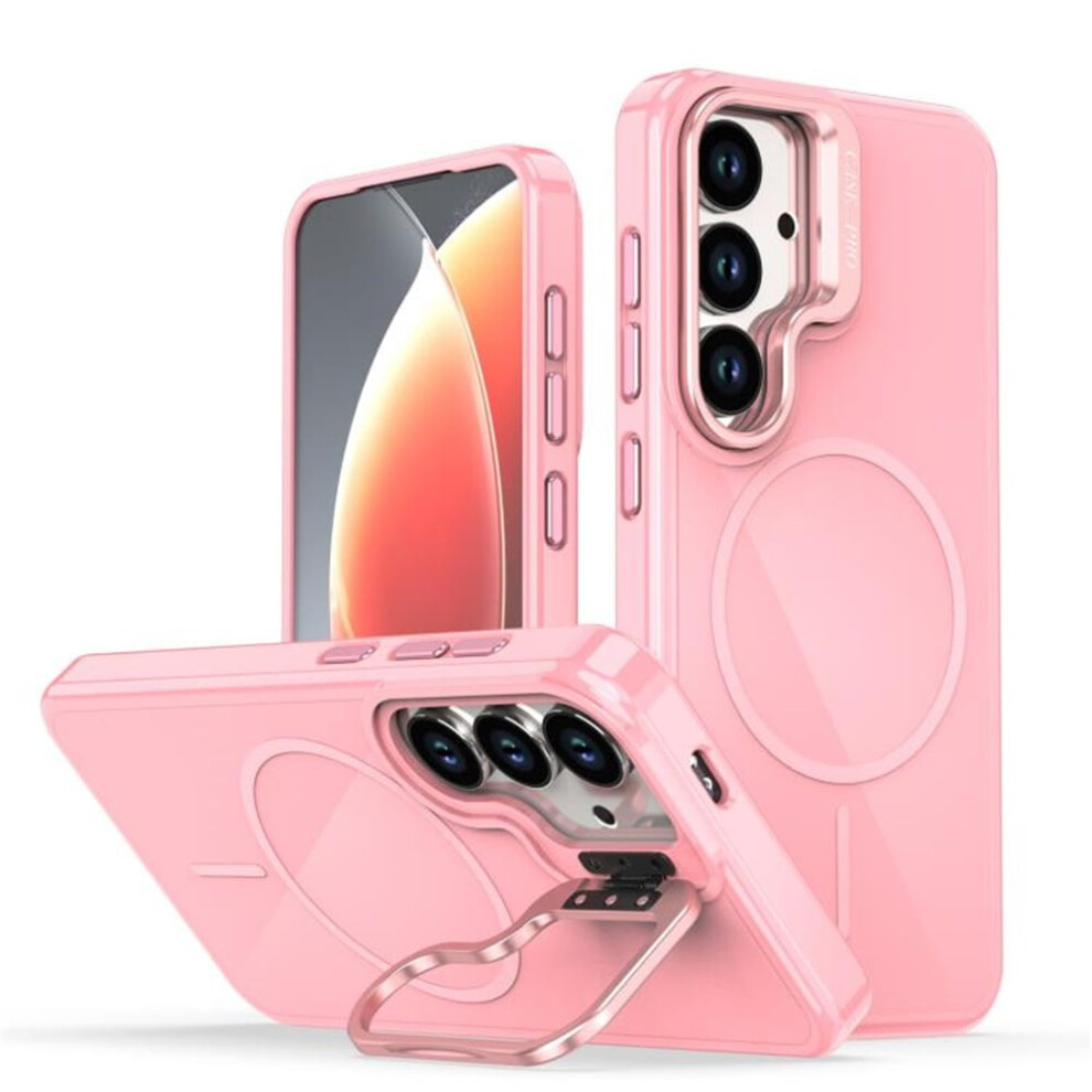 Slim Frosted Tpu Case For Samsung Galaxy S23 5G – Magsafe Compatible, Metal Camera Protection, Kickstand & Shockproof Pink 9193271144175