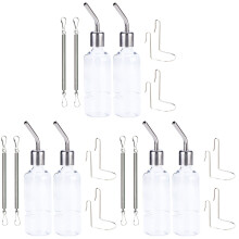 6 PCS Water Bottle Standing Dispenser Hanging Drip Chew Proof Water Bottle Automatic Water Feeder Dispenser for Cat Hamster Rabbit 350ml