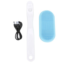 Silicone Body Cleanser with Vibrating Action, Skin Diagnosis with Moisture Analysis, Ergonomic Design Electric Bathing Brush for Wet or Dry Use (Blue)