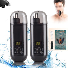 2-in-1 Nose Hair Trimmer with Digital Display, IPX7 Waterproof, Rechargeable, Painless Dual Edge Blades
