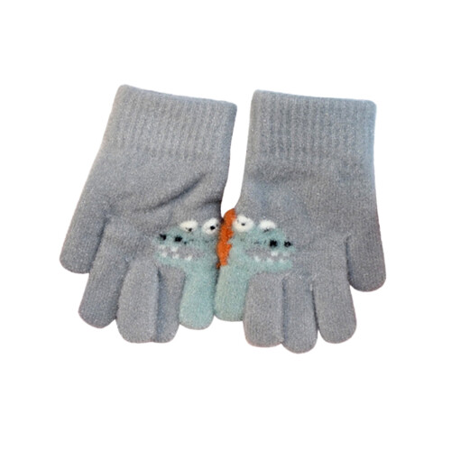 Children's Winter Knit Half-Finger Gloves Dinosaur Print