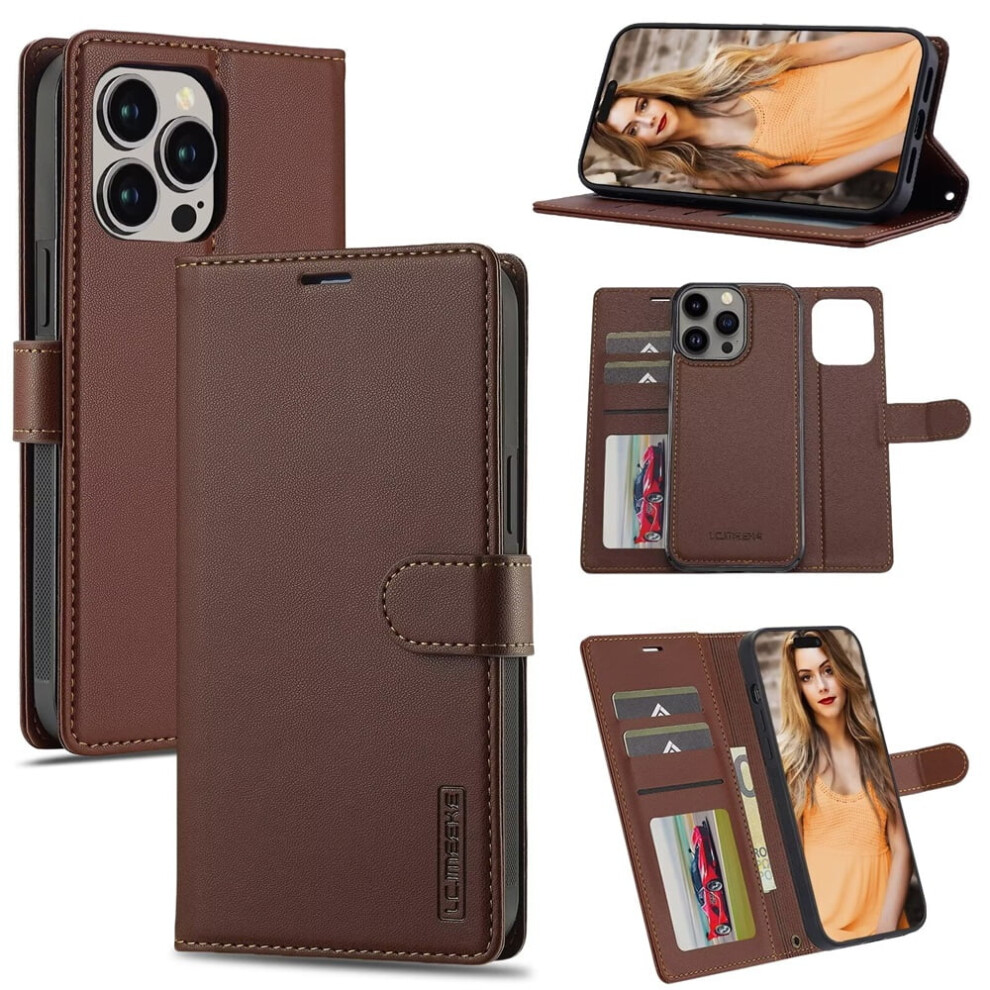 Lc.imeeke 2-In-1 Detachable Wallet Case For Iphone 16 Pro Max 6.9", Rfid Blocking, Shockproof, Brown 9327961786189