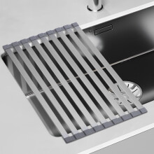ibasenice Roll Up Kitchen Dish Drying Rack Aluminum Grey Sleek Design for Home Kitchen 1Set