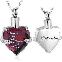 Red Cardinal Urn Necklace for Ashes Women Men Crystal Heart Urn Locket for Human / Pet Cremation Jewelry for Ashes