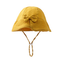 Willtoo Baby Solid Color Cotton Bow Sun Hat Basin Hat 0-12 Months Men Shade Hat Large