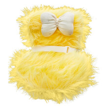 4.7" Doll Car Seat with Furry Cushion, Air Vent Clip & Stand – Cute Car Ornament for Doll Collectors (Yellow)
