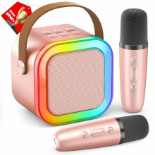 Mini Karaoke Machine for Kids & Adults, Portable Bluetooth Speaker with 2 Wireless Mics – Compatible with 2025 TOP Birthday Gifts for Girls 3-8+