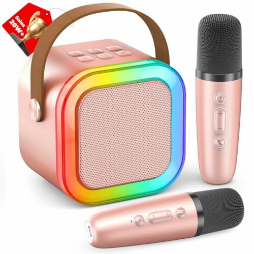Mini Karaoke Machine Portable Bluetooth Speaker with 2
