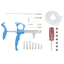 Ergonomic Livestock Syringe for Multi-Animal Use, Stainless Steel Adjustable Dose Semi-Automatic Injection, Continuous Syringe with
