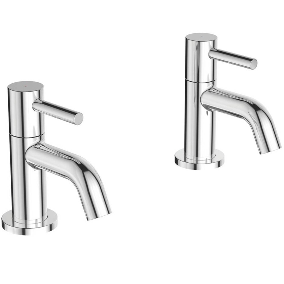 Bathroom Basin Pillar Tap Chrome 116Mm Single Lever Ceramic Disc Hot Cold Pair 3800861065005