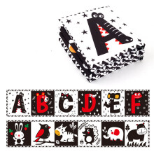 Baby-Buch aus Stoff für Säuglinge und Kleinkinder, reißfester weicher Stoff, Schwarz-Weiß-Buchstaben