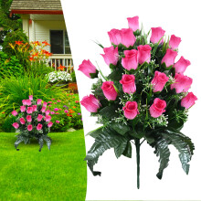 Bouquet Rósanna & Gerbera Saorga le haghaidh Reilige, Maisiúcháin Uaighe Lasmuigh – Ag luí le Leacht Cuimhneacháin an Earraigh