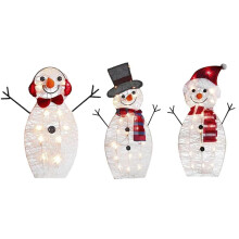 3er-Set beleuchtete Schneemann-Weihnachtsgartendekoration, leuchtende Acryl-Schneemann-Pfahldekoration für Garten, Terrasse und Haus