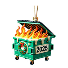 Mülltonnenbrand-Weihnachtsschmuck 2025 – Lustiger Weihnachtsschmuck, „Alles in Ordnung“-Weihnachtsdekoration mit Mülltonnenbrand,