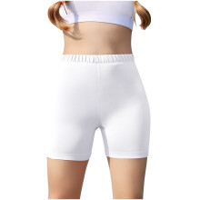Mädchen-Radlerhose, hochgeschnitten, mit Bauchkontrolle, Yoga-, Volleyball-, Gymnastik-, Tanz- und Sportkompressionsshorts, Weiß, 13-14 Jahre