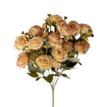Realistische künstliche Seidenrose mit gebranntem Rand und langem Stiel – 42 cm (16,5 Zoll) für Heim-, Braut-, Hochzeits- und Partydekoration (1