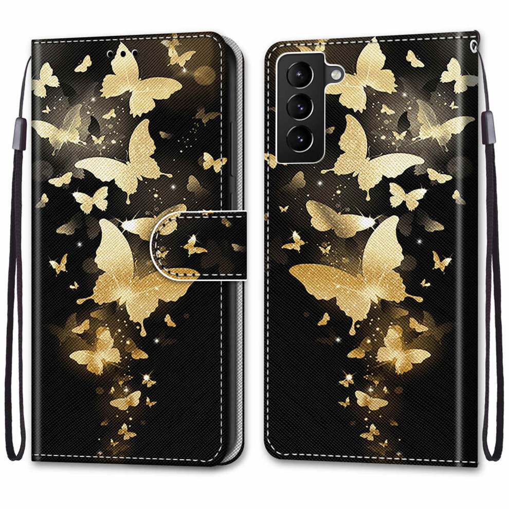 Butterfly Pu Leather Wallet Case For Samsung Galaxy S22 (6.1"), With Magnetic Clasp, Kickstand & Card Slots 9136381466669
