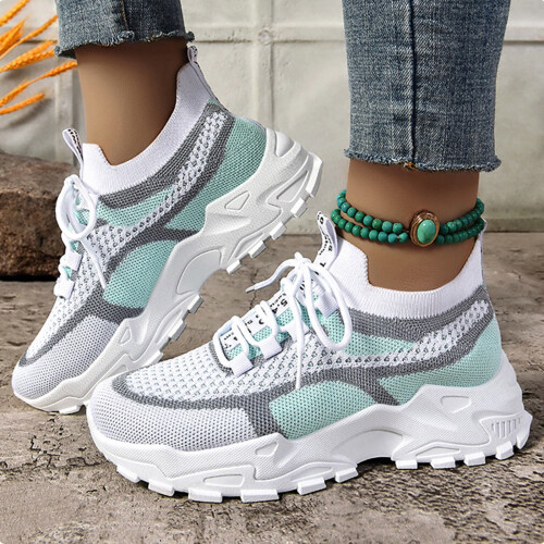 Γυναικεία αθλητικά παπούτσια Willtoo Chunky Knit Mesh Y2K, ελαφριά, μαλακή σόλα για περπάτημα,